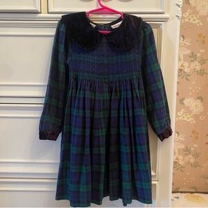 Vintage Smocked Plaid Girls Dress